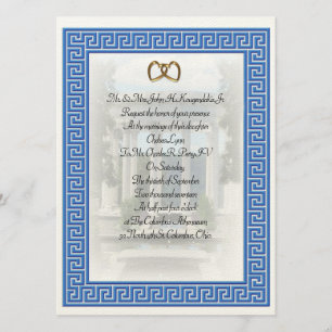 Elegante llave azul de la invitación a la boda gri