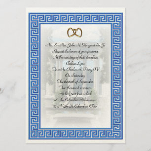 Elegante llave azul de la invitación a la boda gri