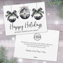 Elegante Logo Negocios Navidad Blanco Negro