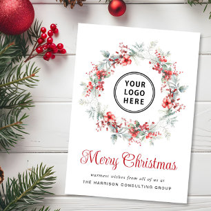 Elegante logotipo de Wreath Business Feliz Navidad