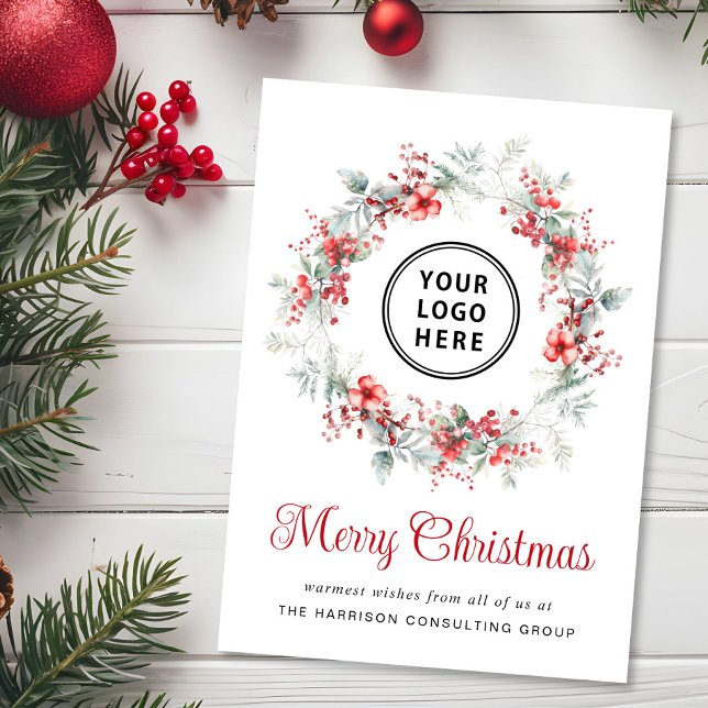 Elegante logotipo de Wreath Business Feliz Navidad (Spread the joy of the season and strengthen business relationships with our elegant holiday card)