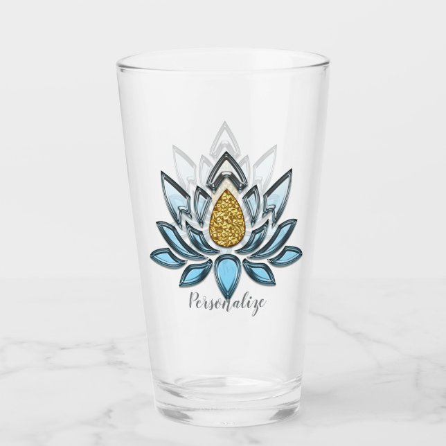 Elegante Lotus Flor Blue Gold Zen Yoga Namaste (Anverso)