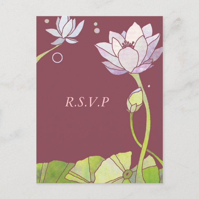 Elegante Lotus: Postales RSVP de boda (Anverso)