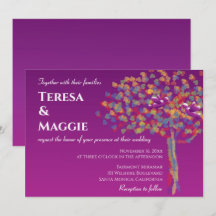 Elegante Lovebirds Cassis Boda Púrpura Invitación