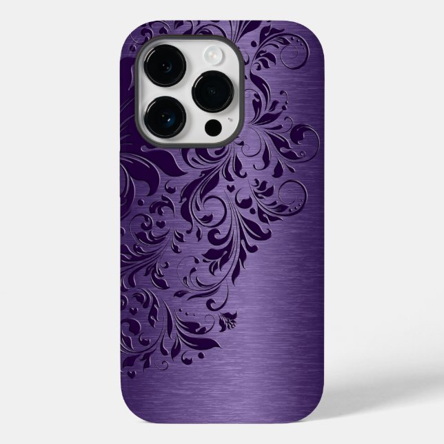 Elegante Lugar De Floral Profunda Púrpura En Funda (Reverso )