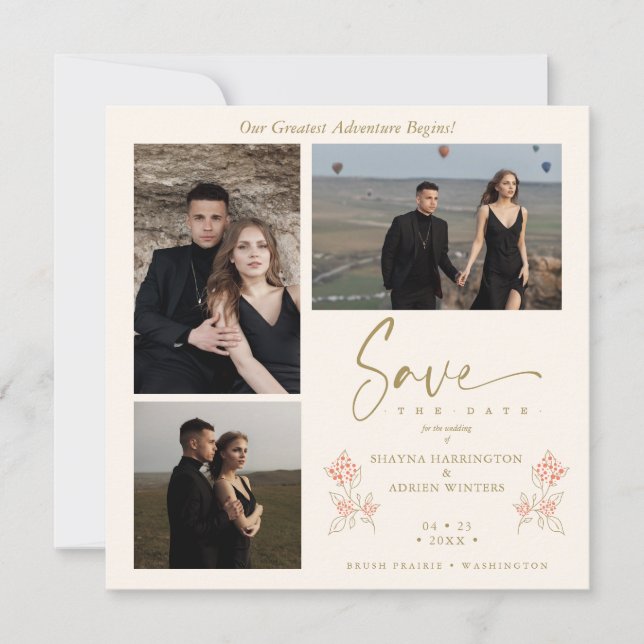 Elegante Lujo Trendy Branches Boda 3 Fotos (Anverso)