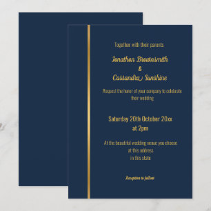 ELEGANTE LUXE NAVY GOLD WEDDING INVITACIÓN