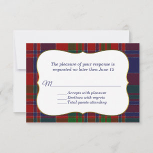 Elegante MacDonald Tartan Plaid RSVP Card