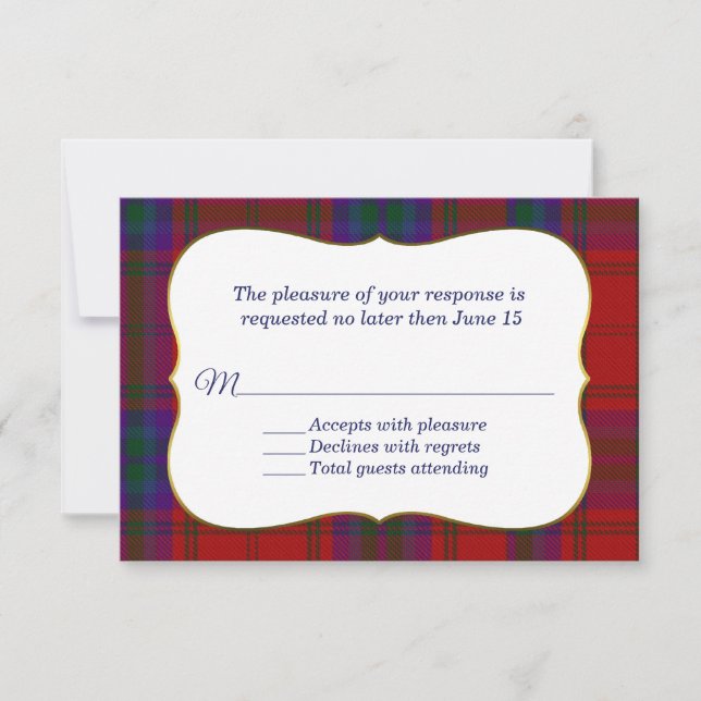 Elegante MacDougall Tartan Plaid RSVP Card (Anverso)