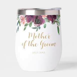 Elegante madre floral del tumbler de vino de Groom