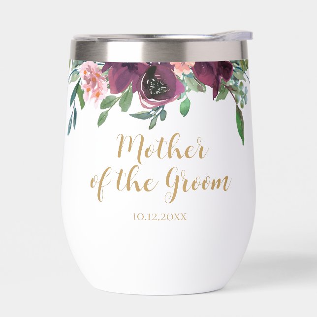 Elegante madre floral del tumbler de vino de Groom (Izquierdo)