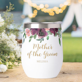 Elegante madre floral del tumbler de vino de Groom