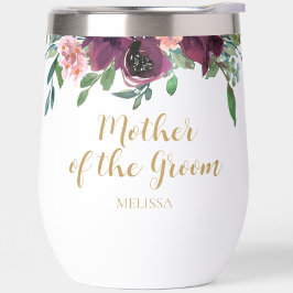 Elegante madre floral del tumbler de vino de Groom