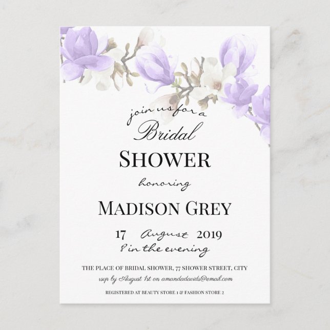 Elegante Magnolia Blossom Bridal Shower Invitación (Anverso)