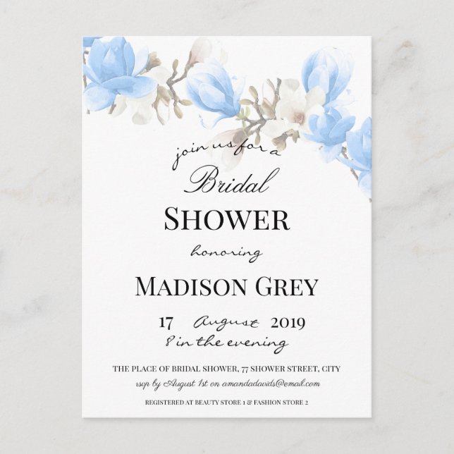 Elegante Magnolia Blossom Bridal Shower Invitación (Anverso)