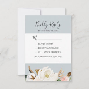 Elegante Magnolia Blue Gray Song Request RSVP Card