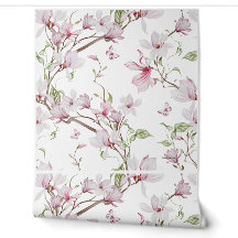 Elegante Magnolia Botánica Papel Pintado de Vinilo