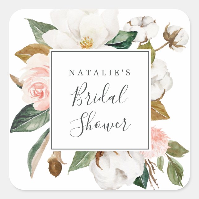 Elegante Magnolia Bridal Shower Sellos para sobres (Anverso)