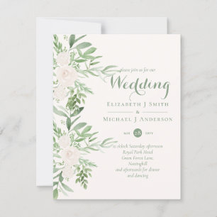 Elegante Magnolia Sage Invitación a la boda floral