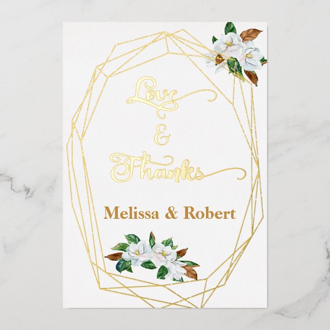 Elegante Magnolia Tarjeta de agradecimiento grande (Anverso)