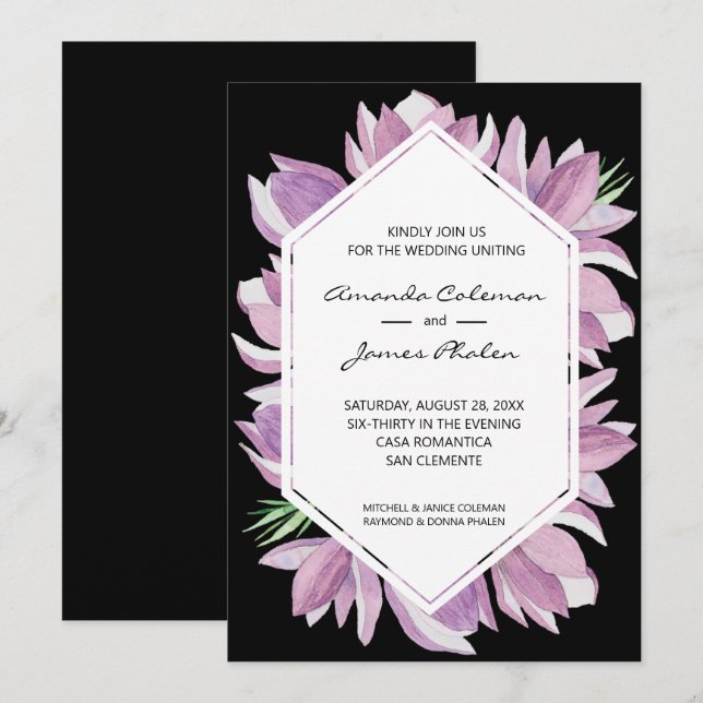 Elegante Magnolia Watercolor Wedding Invita (Anverso / Reverso)
