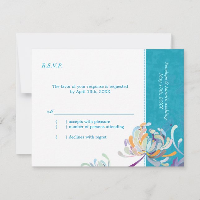 Elegante Mamá Jardín Boda Turquesa RSVP (Anverso)