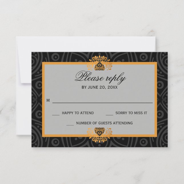 Elegante Mandala Boda India RSVP (Anverso)