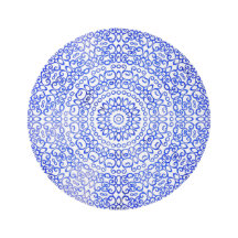 Elegante Mandala Boho Blanco Y Azul Mediterráneo