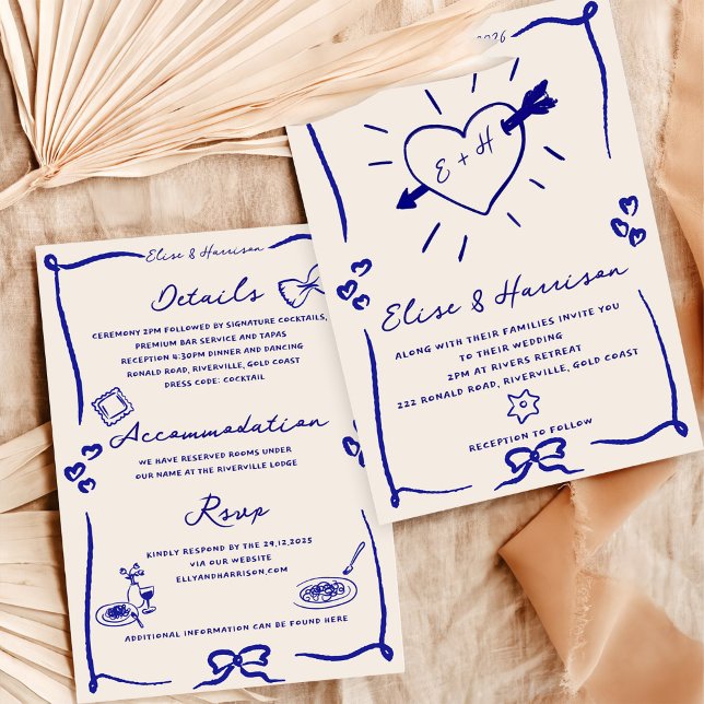 Elegante mano dibujada de la invitación de la boda (Subido por el creador)