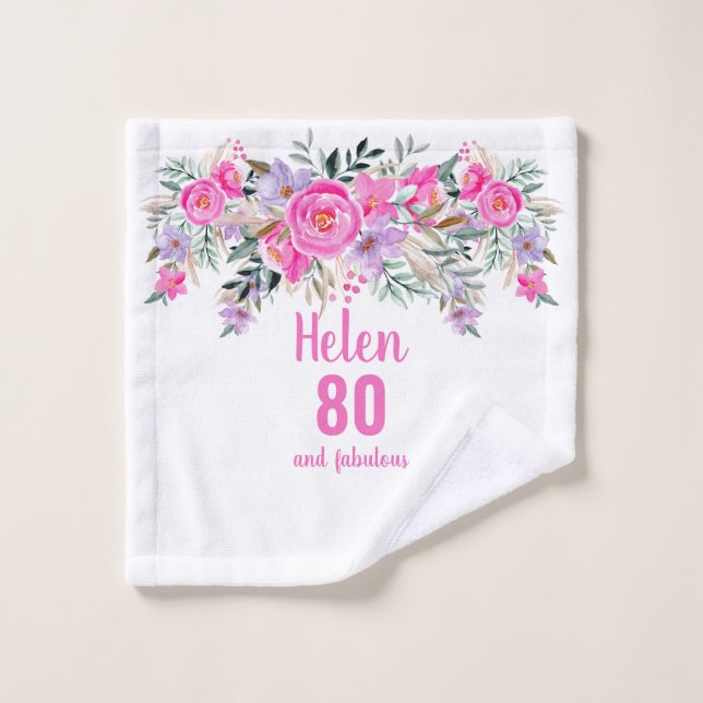 Elegante manta de faja floral rosa de 80 años (Toallita)