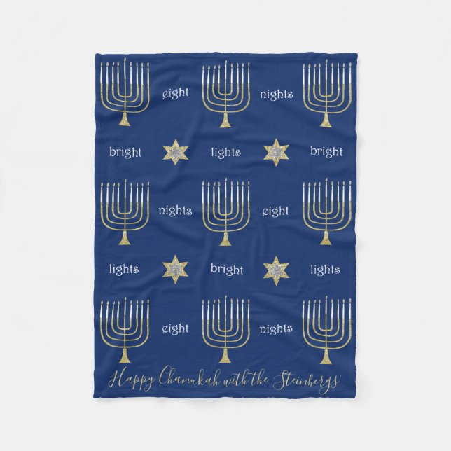 Elegante manta de flores de Menorahs (Anverso)