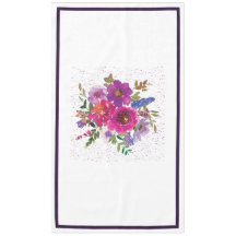 Elegante mantel Boda de flores moradas blancas