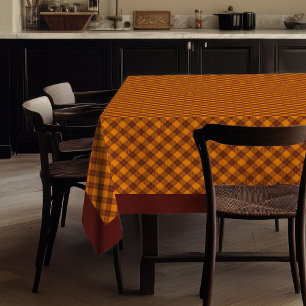 Elegante Mantel de Plaid Otoñal Arte Rústico Cuadr