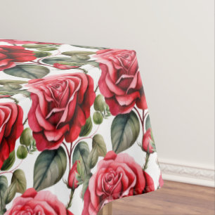 Elegante mantel de rosas rojas