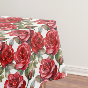 Elegante mantel de rosas rojas