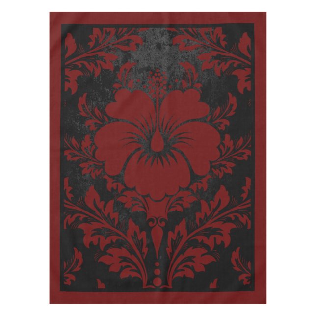 Elegante mantel rojo y negro damasco elegante (Anverso)
