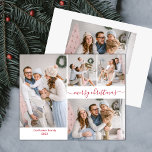 Elegante manuscrito rojo 5 tarjetas de Navidades d<br><div class="desc">Minimalista caligrafía elegante roja guión rojo 5 Collage de fotos "Feliz Navidad" Tarjeta de vacaciones en rojo y blanco. Esta plantilla festiva, simple, caprichosa de cinco (5) fotos de la tarjeta navideña presenta un collage de fotos de la bonito y dice "Feliz Navidad"! El texto de bienvenida de "Feliz Navidad"...</div>