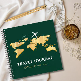 Elegante Mapa Mundial de Oro y Avión, Diario de Vi