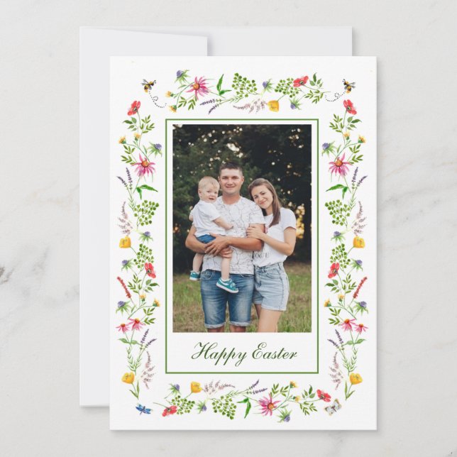 Elegante marco de flores silvestres Tarjeta de sal (Anverso)