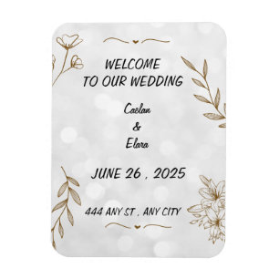 Elegante marco de imán boda floral