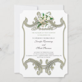 Elegante marco de oro antiguo Boda Invitación