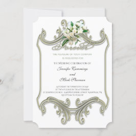 Elegante marco de oro antiguo Boda Invitación