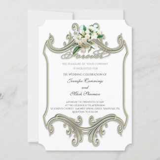 Elegante marco de oro antiguo Boda Invitación