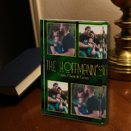 Elegante marco de oro verde esmeralda 4 bloques de