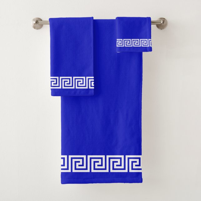 Elegante marco de patrón griego sobre azul real (In situ)