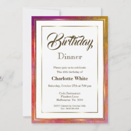 Elegante marco dorado 40.ª invitación a la cena de