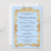 Elegante marco dorado Quinceanera Invitación