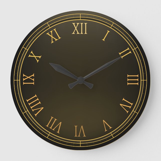 Elegante marco dorado y números romanos | Reloj de (Anverso)