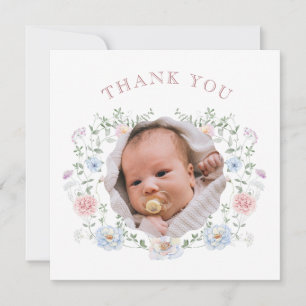 Elegante marco floral Baptism Square Tarjeta de ag