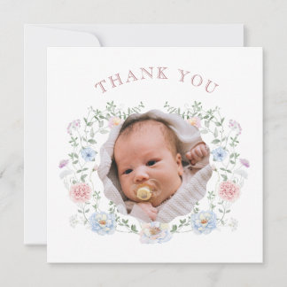Elegante marco floral Baptism Square Tarjeta de ag